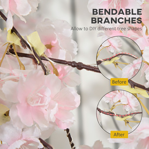 HOMCOM 180cm Cherry Blossom Tree Light with 450 Warm White LED Lights - Pink by HOMCOM