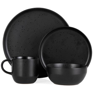 Luna 16 Piece Dinnerware Set - Black by Barbary and Oak
