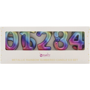 Metallic Rainbow Numbered Candle 0-9 Set by My Party