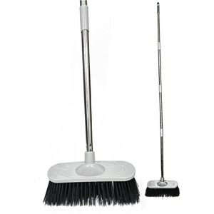 Stainless Steel Broom with Handle Outdoor Garden Hard Bristle Brush - Silver by Gr8 Garden