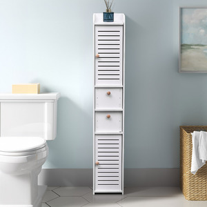 Wooden Tall Storage Bathroom Cabinet - White by komore