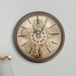 Vanity Living Round Glass Front Gear Wall Clock - copper / 23cm by Vanity Living
