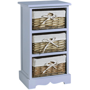 Home Source Lichfield 3 Willow Basket Drawer Chest Storage Unit - Grey by Home Source