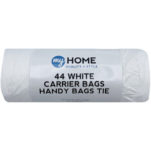Pack of 44 Tie Handled Carrier Bags - White by MyHome