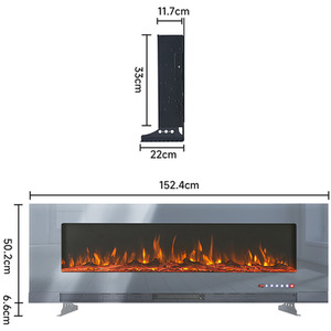 Grey Wall-Mounted, Recessed Electric Fireplace with Stand - Grey / 152.4cm by Livingandhome