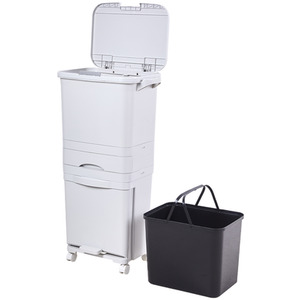 Lifeideas 3 Tier Kitchen Waste Separation Bin with Inner Bucket - White / Single Bin by lifeideas