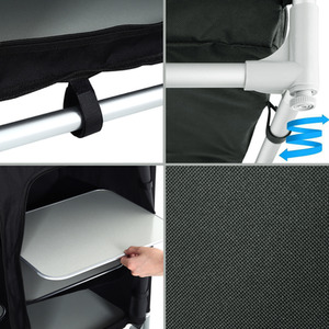 Foldable Camping Kitchen Storage Cabinet with Tabletop - Black by Livingandhome