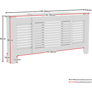 Milton Radiator Cover - White / 140 - 204 cm by Vida Designs