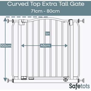 Extra Tall Curved Top Safety Gate - Matt White / 89cm - 98cm by Safetots