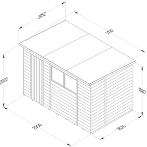 4LIFE Pent Shed 10x6 - No Installation / With Base / 2 / 1 by Forest Garden