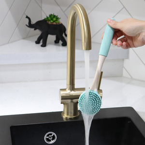 Pro Clean Anti-Bacteria Rubber Dish Brush with Extra Bristles - Blue by JVL
