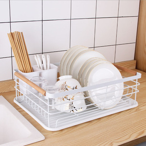 Iron Dish Drainer Drip Tray - White by Livingandhome