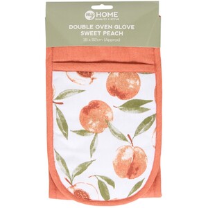 Sweet Peach Double Oven Glove - Peach and White