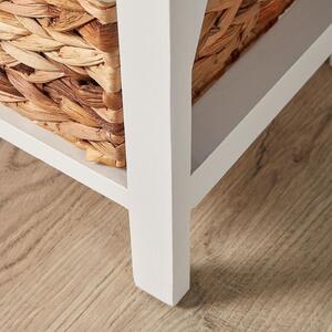 Home Source Dartmouth 3 Wicker Basket Drawer Chest Storage Unit - White by Home Source