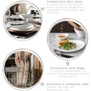 Prometeo Oval Glass Salad Bowls 25cm White Pack of 6 - White by Bormioli Rocco