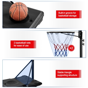 Height Adjustable Basketball Hoop on Wheels - Black / 264cm by Yaheetech