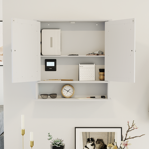 Priano 2 Door Mirrored Wall Cabinet With Shelf - White by Vida Designs