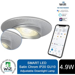 4lite WiFi And Bluetooth - IP20 Adjustable Satin Chrome by 4lite WiZ Connected
