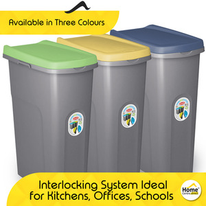 Slim Lift Top Kitchen Recycling Waste Bin - Blue / 40l by Home Centre