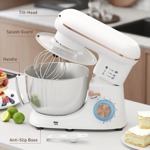 HOMCOM Stand Mixer 4.5L Food Mixer for Baking 6 Speeds and Pulse Setting - White by HOMCOM
