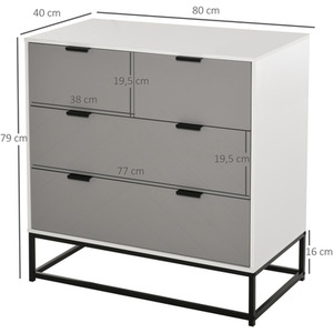 HOMCOM Chest of Drawers with Metal Handles - Grey by HOMCOM