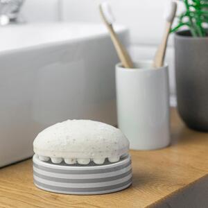 Ceramic High Gloss Bathroom Soap Dish - Grey by Harbour Housewares