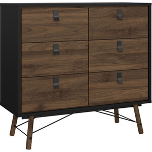 Ry 3 Piece Bedroom Set - Matt Black and Walnut