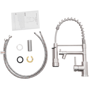 Kitchen Tap with Pot Filler and Pull-Down Spring Nozzle - Silver by Livingandhome