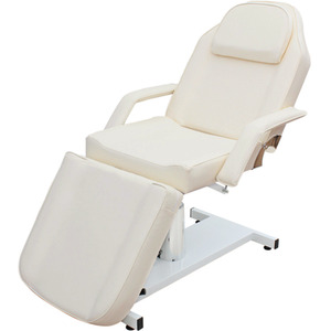 Adjustable PVC Leather Beauty Salon Bed with Rotating Base - Beige by Livingandhome