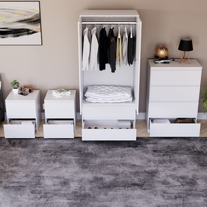 Denver Bedroom Set (2 Drawer Bedside (x2), 4 Drawer Chest, 2 Door Wardrobe) by Vida Designs