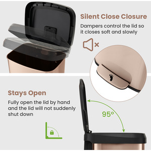 68L Step Trash Can Garbage Bin - Gold by Costway