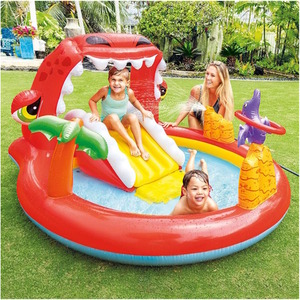 Inflatable Paddling Pool Slide Dino Play Center - Red by Intex