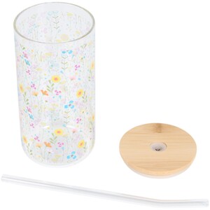 In Bloom Drinking Jar with Straw - Multicolour