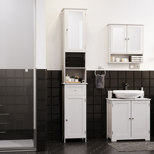 Priano 2 Door Tall Cabinet With Mirror - White by Vida Designs