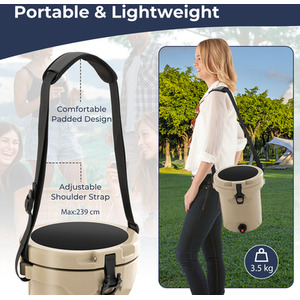 Portable Insulated Ice Chest Box with Spigot - Brown by Costway