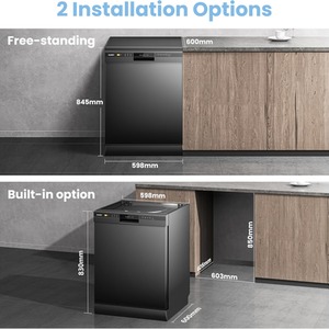 Comfee 12-Place Independent Dishwasher with 6 Wash Programs - Black by Comfee