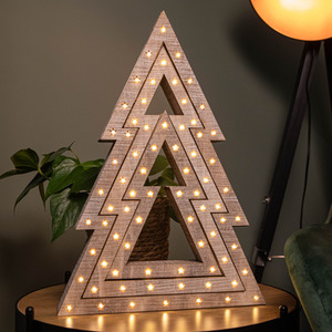 Set of 3 Battery Operated Christmas Trees with LEDs - Brown by Samuel Alexander