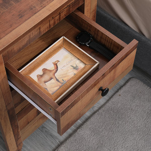 HMD Wooden Bedroom Sets - Rutic Brown / Bedside Table set of 2 by HMD Furniture