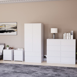 Denver Bedroom Set (2 Drawer Bedside(x2), 8 Drawer Chest, 2 Door Wardrobe) by Vida Designs