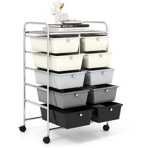 10-Drawer Storage Cart Rolling Cart - Gray Gradient by Costway