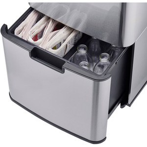 75L Recycling Sensor Bin with 3 Compartments and Food Caddy - Silver / Brushed by Cooks Professional