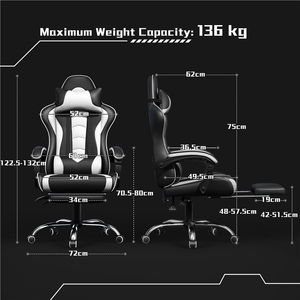 Yaheetech Ergonomic High Back Gaming Chair - White by Yaheetech