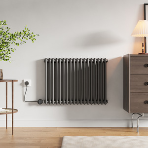 Wall-Mounted Electric Radiator with Thermostat - Black / 83cm by Livingandhome