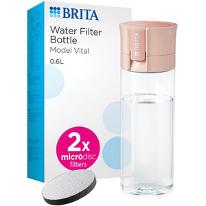 Vital Water Filter Bottle With 2 Microdisc Filters - Apricot by Brita