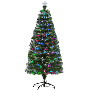 HOMCOM 5FT Multicoloured Artificial Christmas Tree - Green by HOMCOM