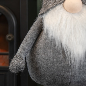 Christmas Plush Grey Standing Gonk Long Legs LED Illuminated Beard - Grey by Samuel Alexander