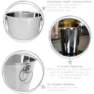 4 Litre Stainless Steel Ice Bucket - Silver by Rink Drink