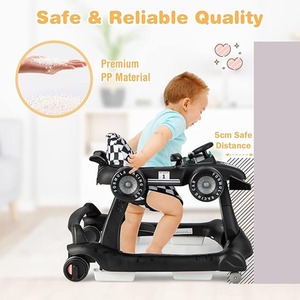 4-in-1 Foldable Activity Walker - Black by Costway