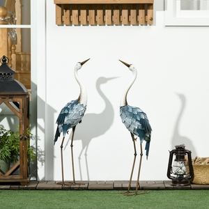 Outsunny 2 PCS Steel Crane Garden Ornaments - Blue by Outsunny