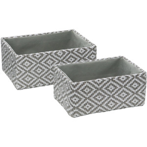 Argyle Set of 2 Rectangular Storage Baskets - Grey by JVL